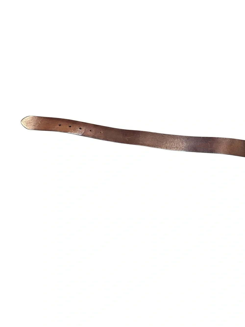 Eddie Bauer Brown Leather Belt with Brass-Tone Round Buckle Womens Size Medium